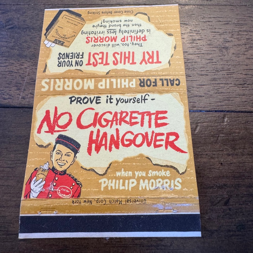 Philip Morris Vintage Matchbook Cover Tan Royal Flash Billboard Advertising
